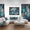 Designart - Fractal Blue Flowers - Floral Art Framed Canvas Print